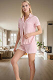 Kadın Pamuklu Kısa Kollu Regular Pijama Takımı Homewear Yazlık Kaliteli İşçilik Günlük Kullanım İçin