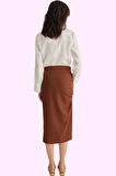 Kadın Kalem Fit Midi Dokuma Etek Yüksek Bel Yazlık Şık Günlük Kullanım Yaz Aylarının Vazgeçilmezi