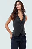 Kadın Fitted Polo Yaka Yazlık Örme Bluz Modern Stil Profesyonel Görünüm Konforlu Kesim