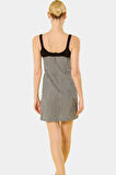 Şık Mini Ekose Elbise Vücudu Saran Bağcıklı Havuz Yaka Polyester Yazlık Dayanıklı Malzeme