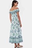 Maxi Çiçekli Desenli Yazlık Pamuklu Elbise Rahat A Kesim Günlük Stil Uzun Ömürlü Premium Kalite