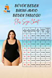 Konforlu Derin V Yaka Rahat Kesim Büyük Beden Mayo Plaj Kıyafeti Plus Size