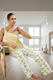 Kadın Limon Desenli Rahat Örme Pijama Takımı Trend Tasarım Şık Görünüm Mükemmel Uyum