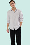Erkek Regular Fit Uzun Kollu Dokulu Gömlek Günlük Kullanım Hafta Sonu Yaz Aylarının Vazgeçilmezi