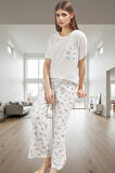 Kadın Hamile Pijama Takımı %100 Pamuk Çiçekli Desenli Rahat Seçkin Malzeme Modern Stil