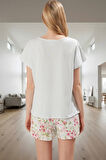 Kadın Pamuklu Çiçekli Pijama Takımı Rahat Yazlık Homewear Seçkin Malzeme Premium Kalite
