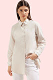 Kadın Uzun Kollu Dantel Detaylı Gömlek Dokuma Kumaş Rahat Günlük Kullanım Kaliteli Malzeme