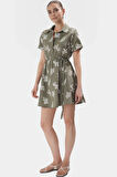 Yazlık Çiçekli Mini Elbise Skater Kalıp 50% Pamuk Rahat Günlük Stil Dayanıklı Malzeme