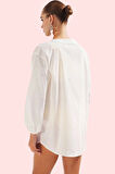 Kadın Plaj Gömleği Keten Görünümlü Pamuk Yazlık Rahat Kesim Günlük Kullanım Modern Tasarım