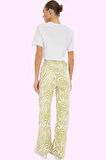 Kadın Yüksek Bel Geniş Paça Pamuklu Desenli Pantolon Yaz Aylarının Vazgeçilmezi Günlük Kullanım