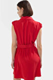 Kadın Kısa A Kesim Kemerli Elbise Polyester Dokuma Günlük Stil Profesyonel Görünüm Mükemmel Uyum