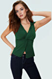 Kadın Fitted Polo Yaka Yazlık Örme Bluz Modern Stil Profesyonel Görünüm Konforlu Kesim
