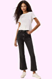 Kadın Crop Flare Jean Normal Bel Uzun Boy Comfort Dokuma Günlük Kullanım Dayanıklı Malzeme