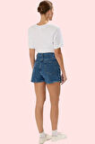 Kadın Denim Şort Etek Yüksek Bel Geniş Paça Pamuklu Yaz Günlük Hafta Sonu Kaliteli Malzeme
