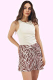 Kadın Zebra Desenli Mini Örme Etek Yüksek Bel Kalem Kalıp Yazlık Günlük Yaz Aylarının Vazgeçilmezi