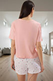 Kadın Kalpli Desenli Pamuklu Pijama Takımı Rahat ve Şık Homewear Özenle Seçilmiş