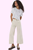 Kadın Yüksek Bel Geniş Paça Denim Culotte Pantolon Pamuklu Günlük Stil Yaz Aylarının Vazgeçilmezi