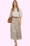 Kadın Maxi Kloş Etek Animal Desenli Rahat Günlük Yazlık Hafta Sonu Yaz Aylarının Vazgeçilmezi