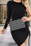 Gece Davetleri İçin Damla Taş Detaylı Zincir Askılı Şık Clutch El ve Omuz Çantası