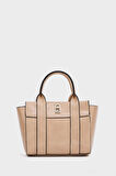 Kadın Mini Tote Çanta El ve Omuz Kullanımına Uygun Modern Gold Tokalı Tasarım