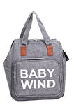 Termal Biberon Bölmeli Gri Anne Bebek Bakım Çantası Deri Detaylı Askılı Bebek Arabası Uyumlu