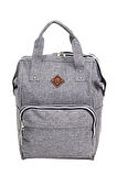 Termal Bölmeli Gri Anne Bebek Sırt Çantası Melanj Kumaş Su Geçirmez Bebek Bakım Çantası Puset Uyumlu