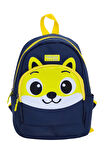 Tilki Figürlü Lacivert Anaokulu Kreş Çantası 4 Bölmeli Erkek Kız Çocuk Sırt Çantası