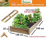 Bahçesan Panel Sistem Yüksek Sebze Yatağı/Ahşap Sebze Tarhı/Çıralı Çam 120x240x27