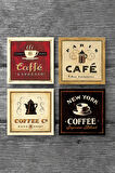 Kahve Taş Bardak Altlığı Masaüstü Koruyucu Altlık 4 Parça Set 10x10cm Stone Coasters