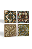 Desen Taş Bardak Altlığı Masaüstü Koruyucu Altlık 4 Parça Set 10x10cm Stone Coasters