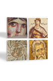 Soteria Mozaiği, Çingene Kızı, Mozaik Serisi Taş Bardak Altlığı Masaüstü Koruyucu Altlık 4 Parça Set 10x10cm Stone Coasters