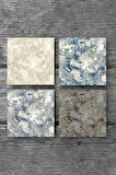 Desen Taş Bardak Altlığı Masaüstü Koruyucu Altlık 4 Parça Set 10x10cm Stone Coasters