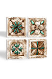 Fas Desenli Vintage Taş Bardak Altlığı Masaüstü Koruyucu Altlık 4 Parça Set 10x10cm Stone Coasters