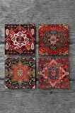 Desen Taş Bardak Altlığı Masaüstü Koruyucu Altlık 4 Parça Set 10x10cm Stone Coasters