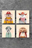 Kirpi, Köpek, Kedi, Koala Taş Bardak Altlığı Masaüstü Koruyucu Altlık 4 Parça Set 10x10cm Stone Coasters