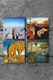 Dalí Belleğin Azmi, Belleğin Azmi Dağılışı, Arzunun Gizemi, Baharın İlk Günleri Taş Bardak Altlığı Masaüstü Koruyucu Altlık 4 Parça Set 10x10cm Stone Coasters