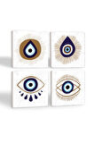 Nazar Taş Bardak Altlığı Masaüstü Koruyucu Altlık 4 Parça Set 10x10cm Stone Coasters