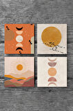 Minimalist, Bohem, Soyut Taş Bardak Altlığı Masaüstü Koruyucu Altlık 4 Parça Set 10x10cm Stone Coasters