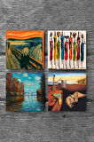 Salvador Dalí Belleğin Azmi, Claude Monet Sonbahar, Çığlık, Yerli Kadınlar Taş Bardak Altlığı Masaüstü Koruyucu Altlık 4 Parça Set 10x10cm Stone Coasters