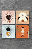 Minimalist Soyut, Bohem Taş Bardak Altlığı Masaüstü Koruyucu Altlık 4 Parça Set 10x10cm Stone Coasters