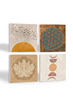 Minimalist, Yaşam Çiçeği, Soyut, Lotus Çiçeği Taş Bardak Altlığı Masaüstü Koruyucu Altlık 4 Parça Set 10x10cm Stone Coasters
