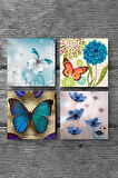 Kelebek Taş Bardak Altlığı Masaüstü Koruyucu Altlık 4 Parça Set 10x10cm Stone Coasters