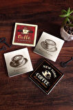 Kahve Taş Bardak Altlığı Masaüstü Koruyucu Altlık 4 Parça Set 10x10cm Stone Coasters