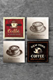 Kahve Taş Bardak Altlığı Masaüstü Koruyucu Altlık 4 Parça Set 10x10cm Stone Coasters