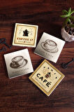 Kahve Taş Bardak Altlığı Masaüstü Koruyucu Altlık 4 Parça Set 10x10cm Stone Coasters