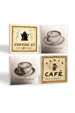 Kahve Taş Bardak Altlığı Masaüstü Koruyucu Altlık 4 Parça Set 10x10cm Stone Coasters