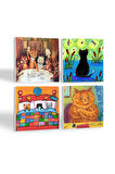 Kedi Taş Bardak Altlığı Masaüstü Koruyucu Altlık 4 Parça Set 10x10cm Stone Coasters