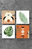Bohem, Yaprak Taş Bardak Altlığı Masaüstü Koruyucu Altlık 4 Parça Set 10x10cm Stone Coasters