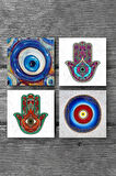 Nazar, Fatma Ana Eli (Hamsa) Taş Bardak Altlığı Masaüstü Koruyucu Altlık 4 Parça Set 10x10cm Stone Coasters
