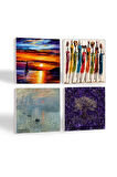 Claude Monet İzlenim Gün Doğumu, Hayat Ağacı, Yerli Kadınlar, Deniz Manzarası Taş Bardak Altlığı Masaüstü Koruyucu Altlık 4 Parça Set 10x10cm Stone Coasters